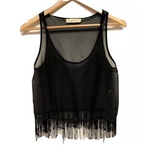 MEDIUM Mesh Fringe crop top